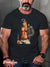 Men’s Retro Gay Uniform Muscle Leather Oil Painting Realistic Lgbt Print Casual T-Shirt