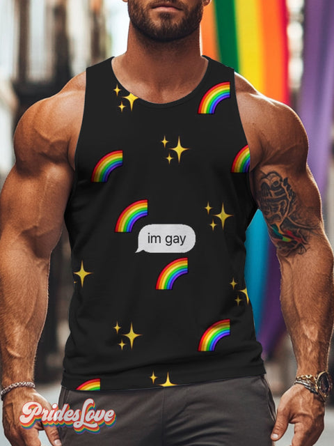 Men’s Retro Rainbow Stars Textured Lgbt Print Vest Multicolor / S