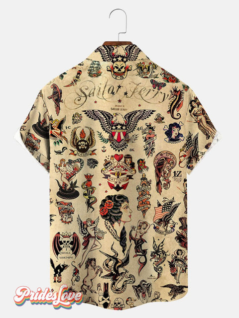 Men’s Retro Sailor Short Sleeve Shirt