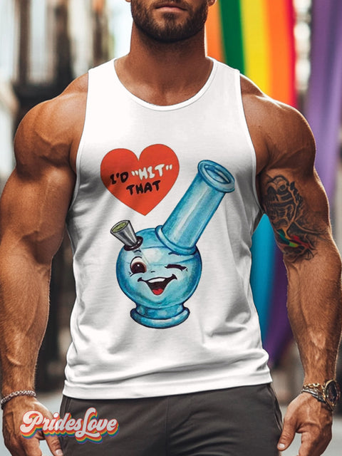 Men’s Retro Slogan Bottle Gay LGBT Print Leggings Vest Multicolor / S