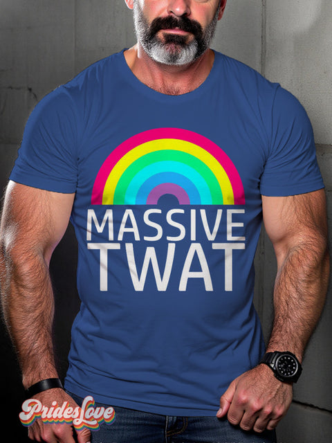 Men’s Retro Slogan Rainbow Texture Lgbt Print T-Shirt Multicolor / S