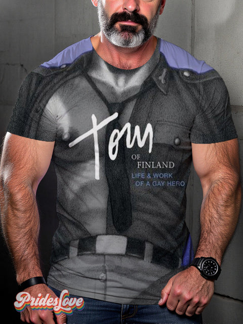Men’s Retro Tom Gay Uniform Misplaced Lgbt Print T-Shirt Multicolor / S