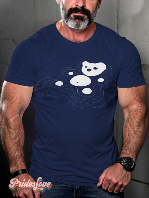 Men’s Retro Water Bear Floating Family Lgbt Print T-Shirt Multicolor / S