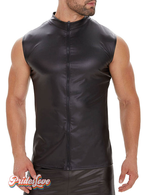 Men’s Sexy Matte Leather Vest