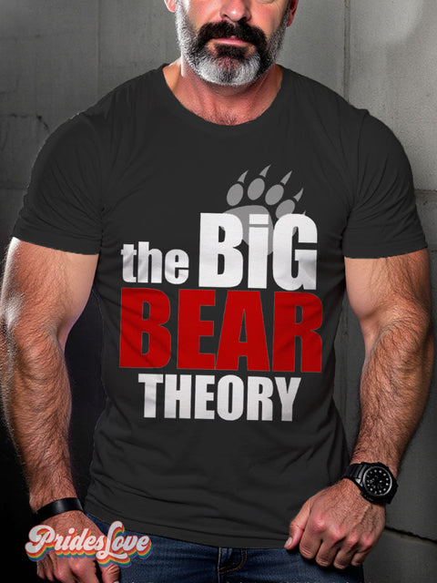 Men’s The Big Bear Theory Pride LGBT Gay Pride Art Casual Print T-shirt Black / S