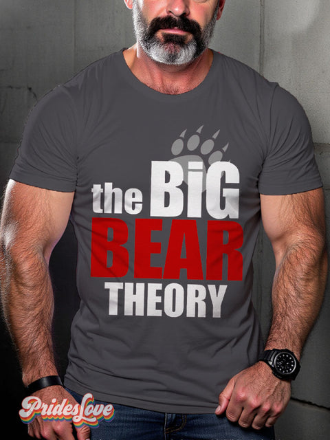 Men’s The Big Bear Theory Pride LGBT Gay Pride Art Casual Print T-shirt Grey / S