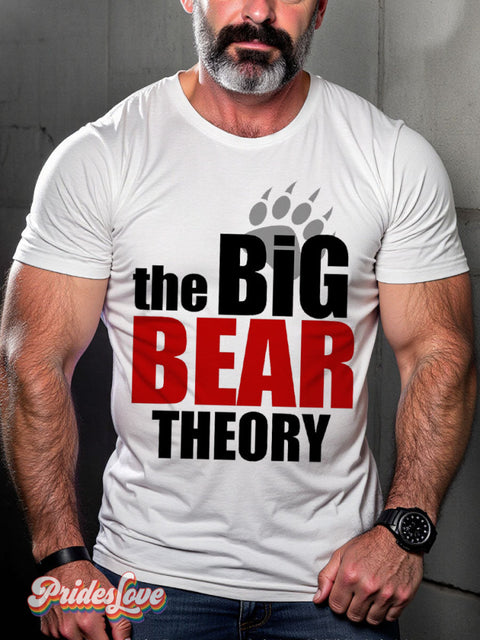 Men’s The Big Bear Theory Pride LGBT Gay Pride Art Casual Print T-shirt White / S