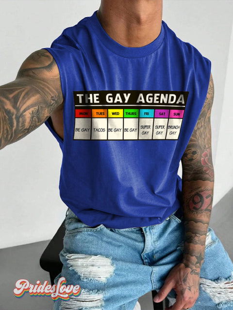 Men’s The Gay Agenda!! Wide Shoulder Vest Blue / S
