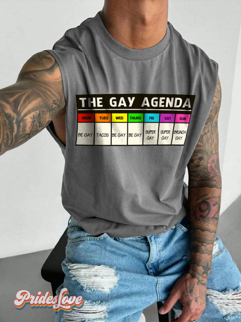 Men’s The Gay Agenda!! Wide Shoulder Vest Grey / S