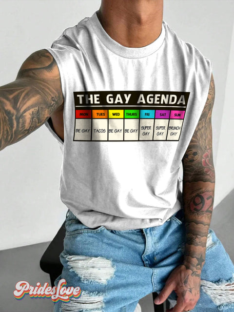 Men’s The Gay Agenda!! Wide Shoulder Vest White / S