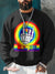 Men’s Vintage Be Yourself Slogan Rainbow Skull Hand Gesture Lgbt Print Casual Sweatshirt