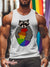 Men’s Vintage Gay Raccoon Rainbow Stripe Tail Lgbt Print Vest Multicolor / S