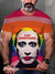 Men’s Vintage Joker Stop Homophobia Slogan Rainbow Stripes Lgbt Print Casual T-Shirt Multicolor / S