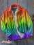 Men’s Vintage Rainbow Art Print Casual Long Sleeve Shirt Multicolor / S