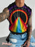 Men’s Vintage Rainbow Stripe Channel Ring LGBT Print Wide Shoulder Vest Multicolor / S