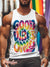 Men’s Vintage Slogan Tie-Dye Textured Lgbt Print Vest Multicolor / S