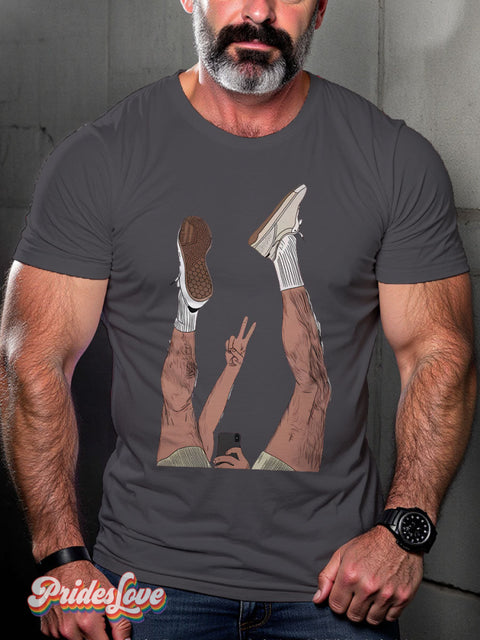 Men’s What’s Up? Gay Kiss Pride Rainbow Casual Print T-Shirt