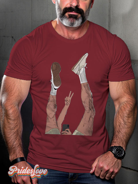 Men’s What’s Up? Gay Kiss Pride Rainbow Casual Print T-Shirt