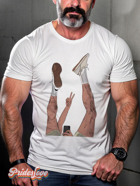 Men’s What’s Up? Gay Kiss Pride Rainbow Casual Print T-Shirt