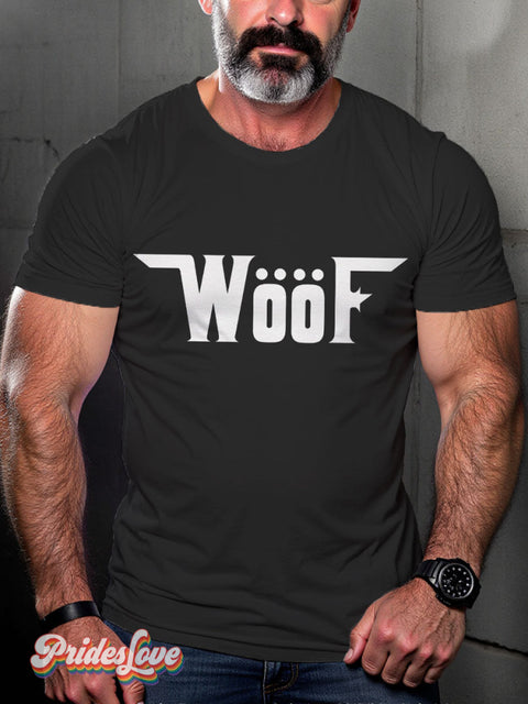 Men’s Woof Pride LGBT Gay Pride Art Casual Print T-shirt Black / S