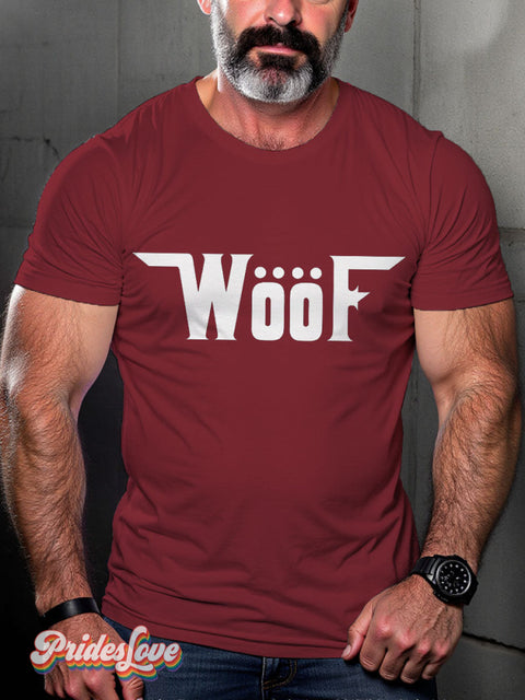 Men’s Woof Pride LGBT Gay Pride Art Casual Print T-shirt Maroon / S