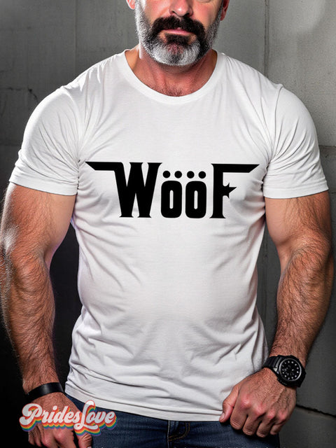 Men’s Woof Pride LGBT Gay Pride Art Casual Print T-shirt White / S