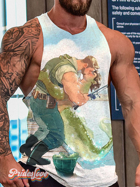 Mermaid Gay Print Men’s Tank Top Multicolor / S