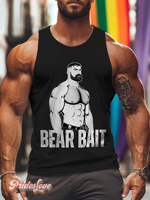 Muscle Bear Brotherhood Of Bears Lgbt Rainbow Gay Print Men’s Tank Top Multicolor / S