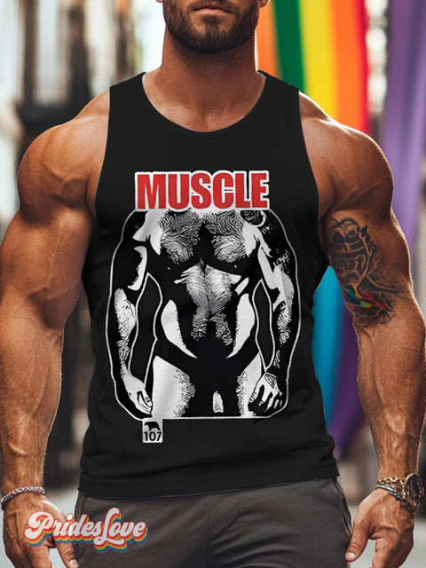 Muscle Bear Lgbt Rainbow Gay Print Men’s Tank Top Multicolor / S