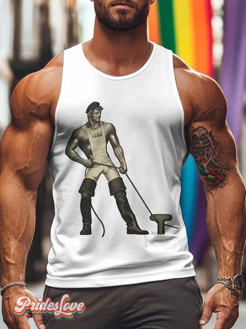 Muscle Tank Sailor Longshoreman Rainbow Lgbtq Gay Print Men’s Top Multicolor / S