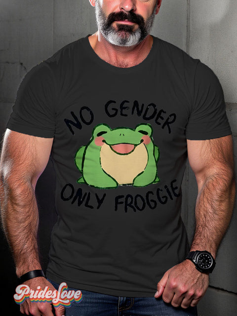 No Gender Only Froggie Frog Rainbow LGBTQ Gay Print T-shirt Black / S