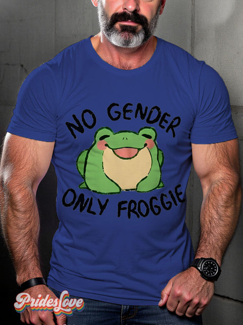 No Gender Only Froggie Frog Rainbow LGBTQ Gay Print T-shirt RoyalBlue / S