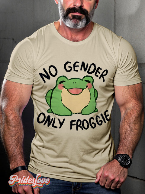 No Gender Only Froggie Frog Rainbow LGBTQ Gay Print T-shirt Sand / S