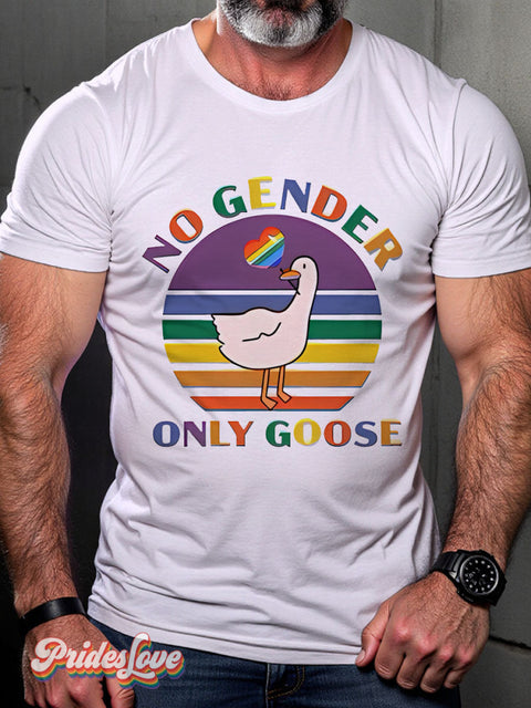 No Gender Only Goose Rainbow LGBTQ Gay Print T-shirt Multicolor / S