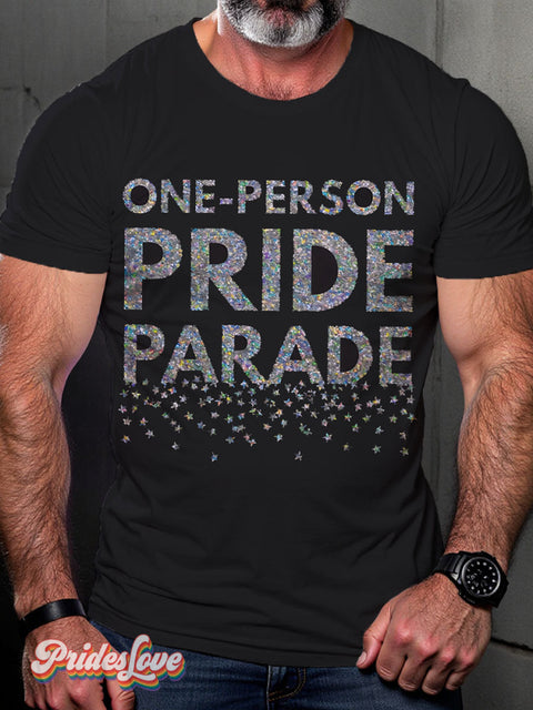 One-person Pride Papade Glitter Rainbow LGBTQ Gay Print T-shirt Multicolor / S