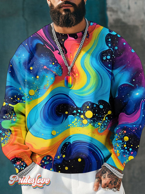 Paint Splatter Ink Spots Rainbow Lgbtq Gay Print Casual Sweatshirt Multicolor / S