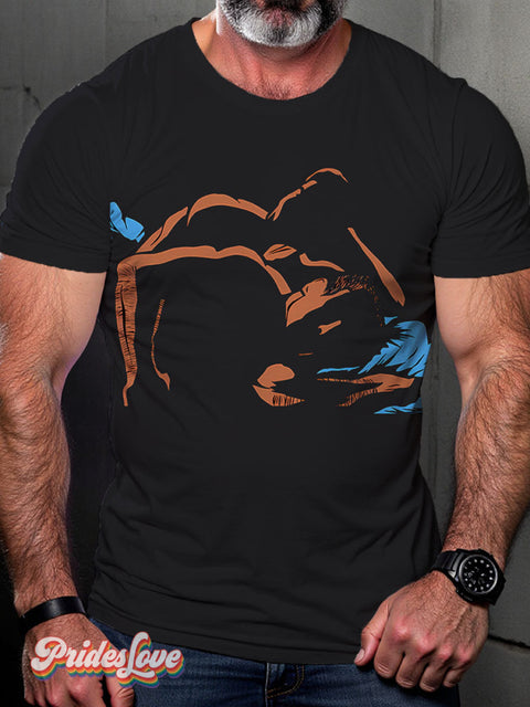 Pensive Muscle Bear Rainbow Lgbtq Gay Print T-Shirt Multicolor / S