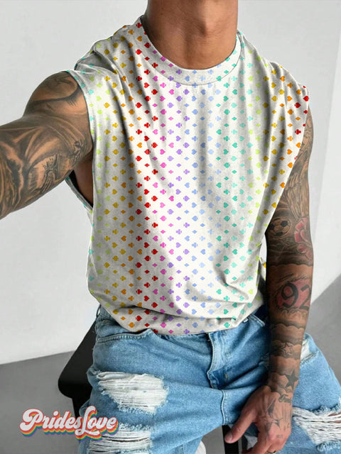 Poker suit Rainbow LGBTQ Gay Print Men’s Wide Shoulder Vest Multicolor / S