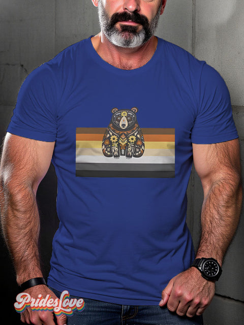 Pretty Bear Rainbow Lgbtq Gay Print T-Shirt Royalblue / S