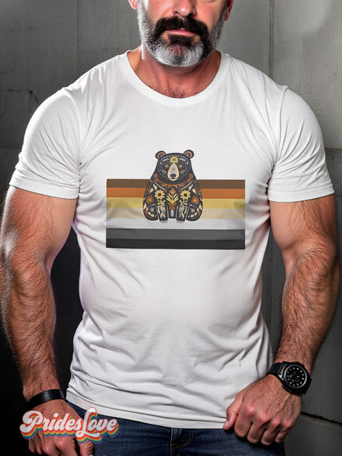 Pretty Bear Rainbow Lgbtq Gay Print T-Shirt White / S