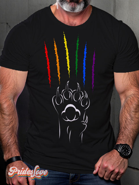 Pride Cat Claw Rainbow LGBTQ Gay Print T-shirt Multicolor / S