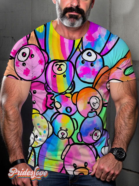 Pride Colorful Bears Casual Print T-Shirt