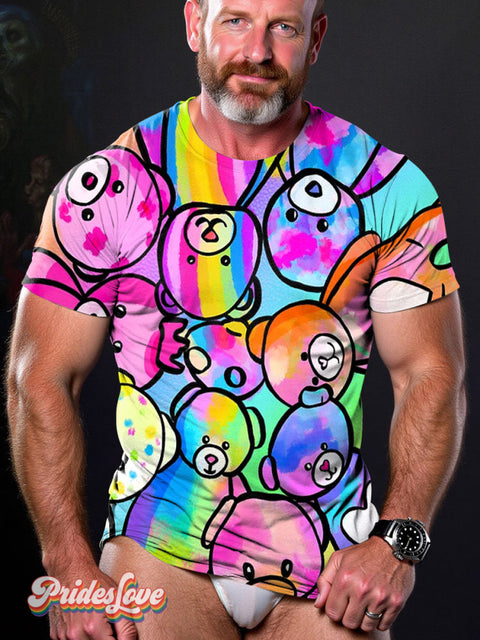 Pride Colorful Bears Casual Print T-Shirt Multicolor / S
