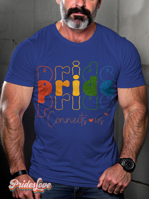 Pride Connects Us Rainbow LGBTQ Gay Print T-shirt RoyalBlue / S
