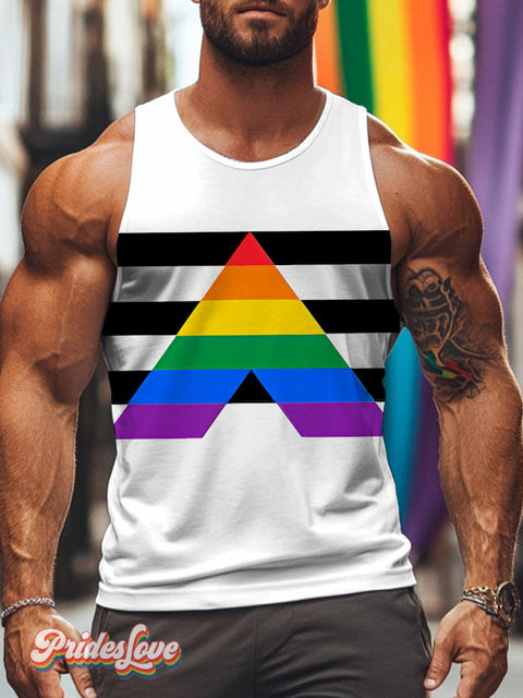 Pride Flag Rainbow LGBTQ Gay Print Men’s Tank Top Multicolor / S