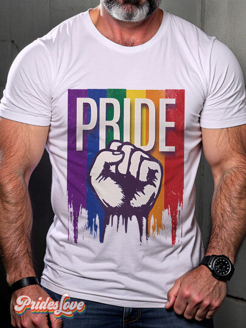 Pride Love is Love Rainbow LGBTQ Gay Print T-shirt Multicolor / S