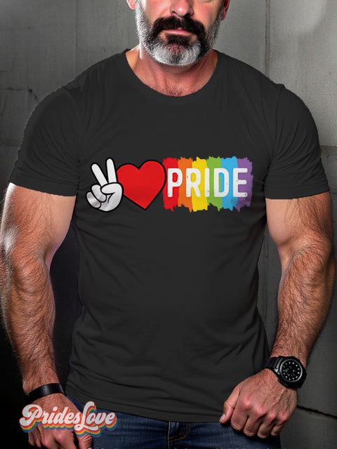 Pride Love Rainbow LGBTQ Gay Print T-shirt Black / S