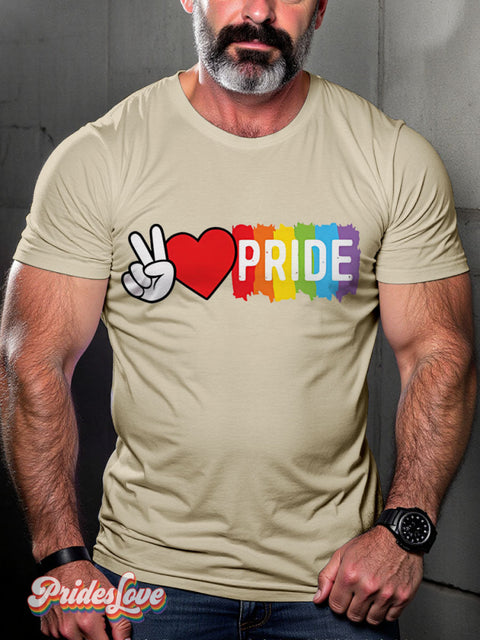 Pride Love Rainbow LGBTQ Gay Print T-shirt Sand / S