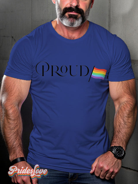 Pride Month Proud Rainbow LGBTQ Gay Print T-shirt RoyalBlue / S