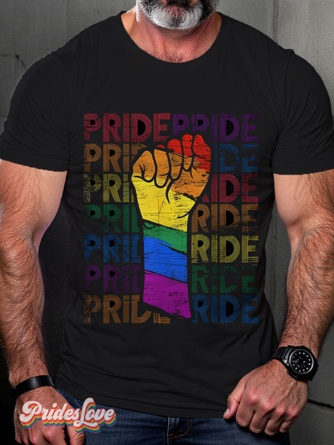 Pride Proud Human Rainbow LGBTQ Gay Print T-shirt Multicolor / S